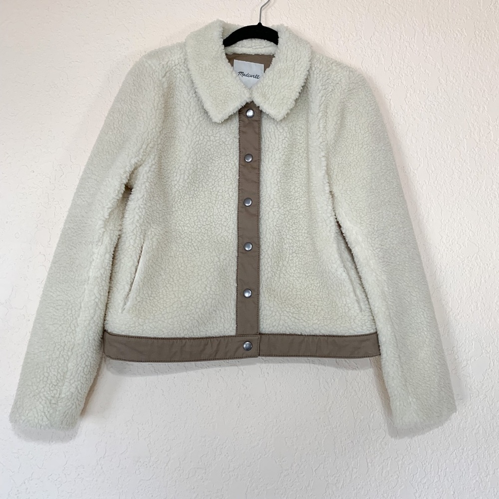 Madewell Cozy Teddy Sherpa Portland Jacket Cream Khaki